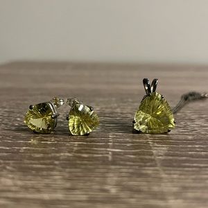 Lemon Quartz Large Studs and Necklace Set
